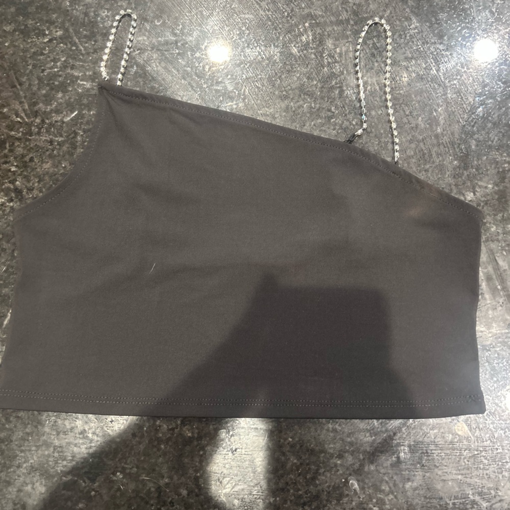 Divided H&M Black Top with Chain Straps